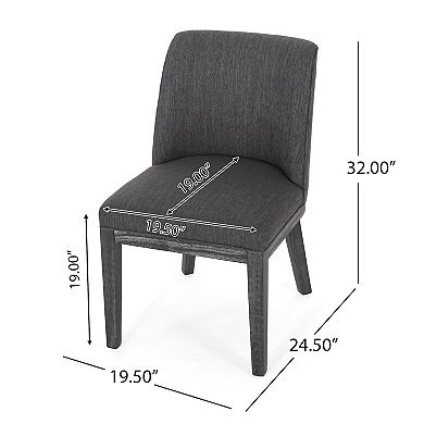 Edena Dining Chair Set of 2, Black Rubberwood, Charcoal Gray