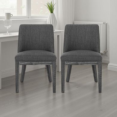 Edena Dining Chair Set of 2, Black Rubberwood, Charcoal Gray