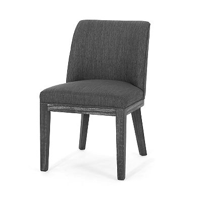 Edena Dining Chair Set of 2, Black Rubberwood, Charcoal Gray