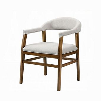 Dari Side Dining Chair Set of 2, Gray Fabric, Dark Walnut Brown Wood