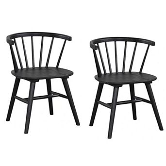 Yely Side Dining Chair Set of 2, Spindle Back, Shaker Legs, Black Rubberwood