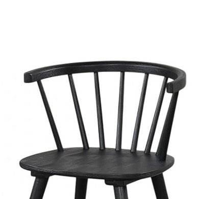 Yely Side Dining Chair Set of 2, Spindle Back, Shaker Legs, Black Rubberwood