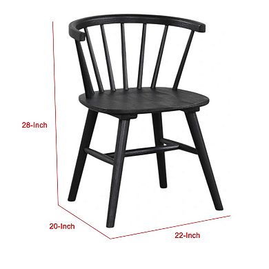 Yely Side Dining Chair Set of 2, Spindle Back, Shaker Legs, Black Rubberwood