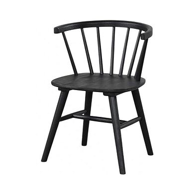 Yely Side Dining Chair Set of 2, Spindle Back, Shaker Legs, Black Rubberwood