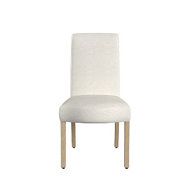 Jay Dining Chair Set of 2, Scalloped Details, Cream White Woven Fabric