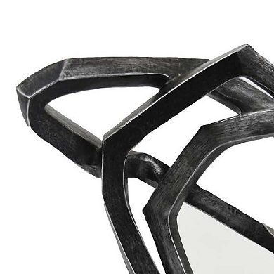 Abstract Decorative Tabletop Sculpture, Gray Resin Geometric, 17 Inch