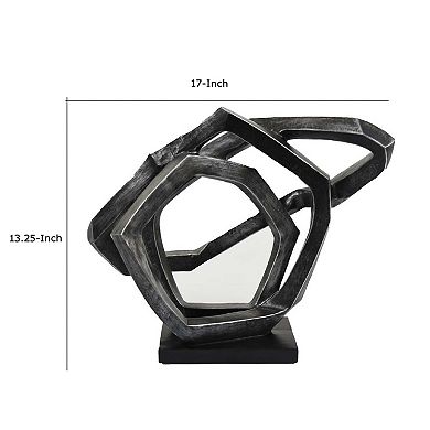 Abstract Decorative Tabletop Sculpture, Gray Resin Geometric, 17 Inch