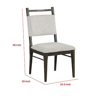 Oline Side Dining Chair Set of 2, Dark Walnut Brown Wood, Light Gray Fabric