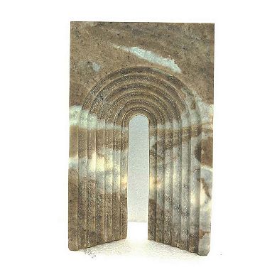 Keveny Tabletop Decor, Arch Sculpture Textured Brown Marble, 11 Inch