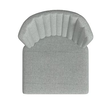 Ole Dining Chair Set of 2, Curved Back, Gray Woven Fabric, Black Metal