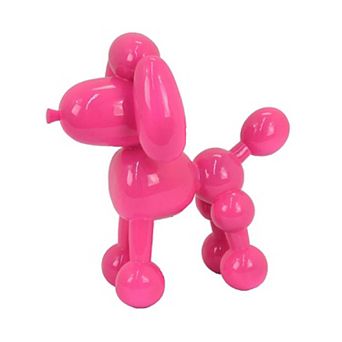 Balloon Dog Accent Decor, Bright Pink Resin, Intricate Details 12 Inch