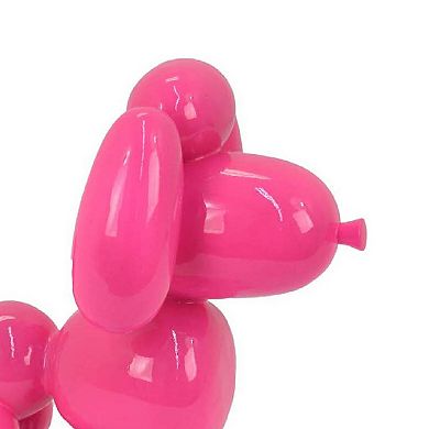 Balloon Dog Accent Decor, Bright Pink Resin, Intricate Details 12 Inch