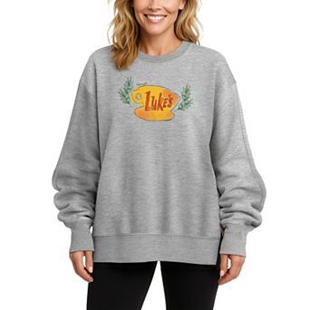 Women's Gilmore Girls Luke's Coffee Cup Oversized Fleece Crew Sweatshirt