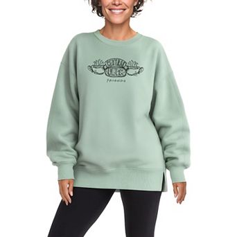 Women's Friends Central Perk Logo Oversized Fleece Crew Sweatshirt