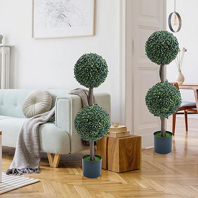 2PCS 35 Inch Topiary Trees Artificial Outdoor Milan Grass Ball