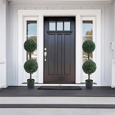2PCS 35 Inch Topiary Trees Artificial Outdoor Milan Grass Ball