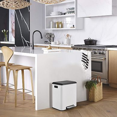 2-Pack 4 Gallon Stainless Steel Pedal Recycle Bins with Lids and Removable Inner Buckets​