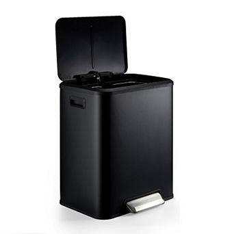 2-Pack 4 Gallon Stainless Steel Pedal Recycle Bins with Lids and Removable Inner Buckets​