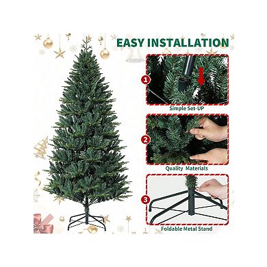 Small Christmas Tree with Base 7-Fork Spruce Tips Artificial Spruce