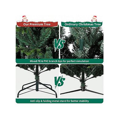 Small Christmas Tree with Base 7-Fork Spruce Tips Artificial Spruce