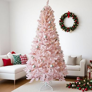 6.5 Ft Prelit Artificial Christmas Tree with 250 LED 818 Tips Pink