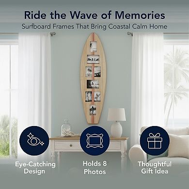 American Art Décor Surfboard 8-Photo Collage Wall Decor