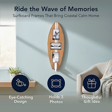 American Art Décor Surfboard 3-Photo Collage Wall Decor