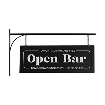American Art Décor Double-Sided Open Bar Metal Sign Wall Decor