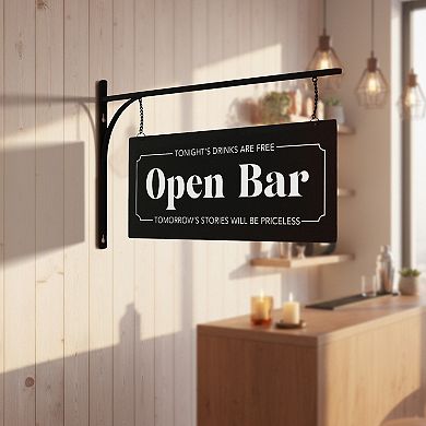 American Art Décor Double-Sided Open Bar Metal Sign Wall Decor