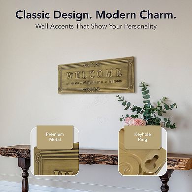American Art Décor Welcome Embossed Metal Wall Decor