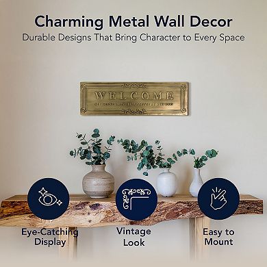 American Art Décor Welcome Embossed Metal Wall Decor