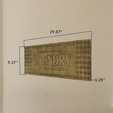 American Art Décor Rustic Antique Brass Embossed Laundry Room Metal Sign
