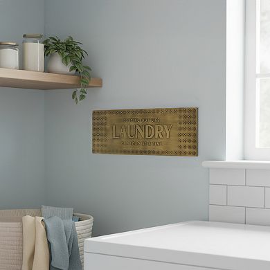 American Art Décor Rustic Antique Brass Embossed Laundry Room Metal Sign
