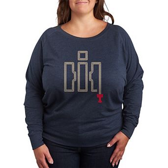 Plus Size Case IH Logo Tractor Tracks French Terry Long Sleeve Tee