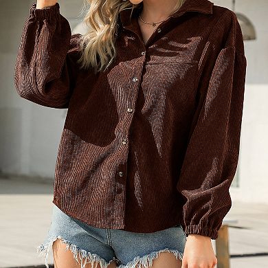 Women's Corduroy Long Sleeve Shirt Soft Skin-Friendly Comfort Versatile Casual Jackets