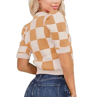 Women Round Neck Solid Color Slim Fit Soft Short Sleeve Knit Top