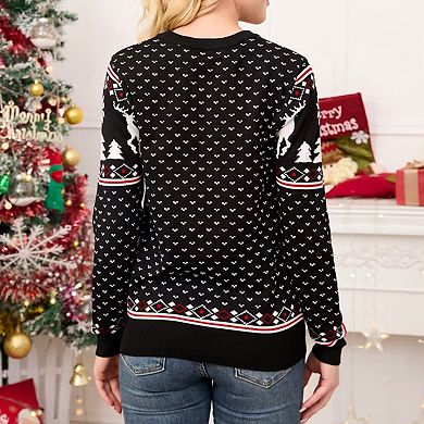 Women's Reindeer Christmas Sweater Crewneck Long Sleeve Soft Skin-Friendly