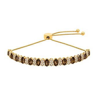 Brilliance 18k Gold Flash Plated Multi Color Cubic Zirconia Adjustable Bracelet