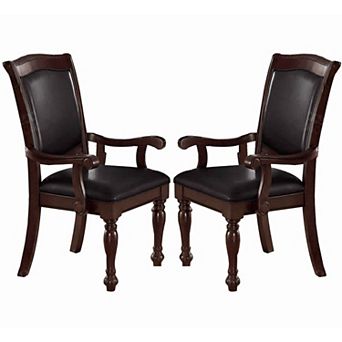 Old Style Rubber Wood Arm Chair Set Of 2 Brown