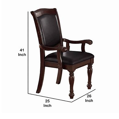 Old Style Rubber Wood Arm Chair Set Of 2 Brown