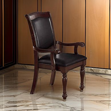 Old Style Rubber Wood Arm Chair Set Of 2 Brown