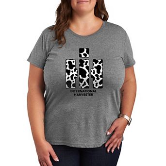 Plus Size Case IH Logo Cow Print Graphic Tee