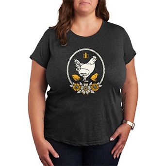 Plus Size Case IH Chickens & Flowers Graphic Tee
