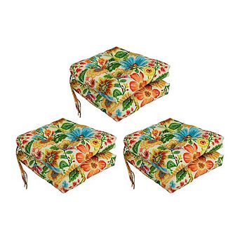 Blazing Needles,16-inch Spun Polyester Patterned Outdoor Square Tufted Chair Cushion