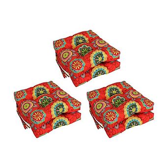 Blazing Needles,16-inch Spun Polyester Patterned Outdoor Square Tufted Chair Cushion
