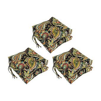 Blazing Needles,16-inch Spun Polyester Patterned Outdoor Square Tufted Chair Cushion