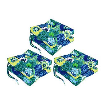 Blazing Needles,16-inch Spun Polyester Patterned Outdoor Square Tufted Chair Cushion