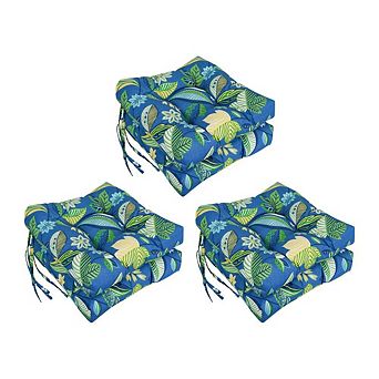 Blazing Needles,16-inch Spun Polyester Patterned Outdoor Square Tufted Chair Cushion
