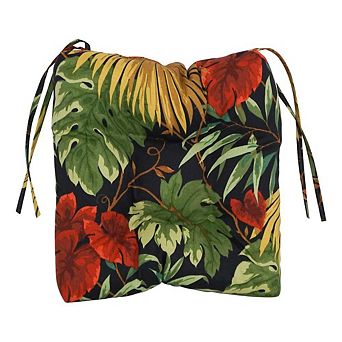 Blazing Needles,16-inch Spun Polyester Patterned Outdoor Square Tufted Chair Cushion