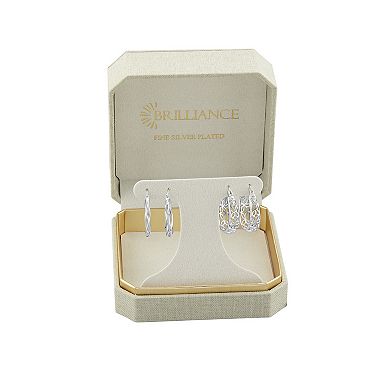 Brilliance Polished Braided & Filigree Hoop Earrings Duo Set